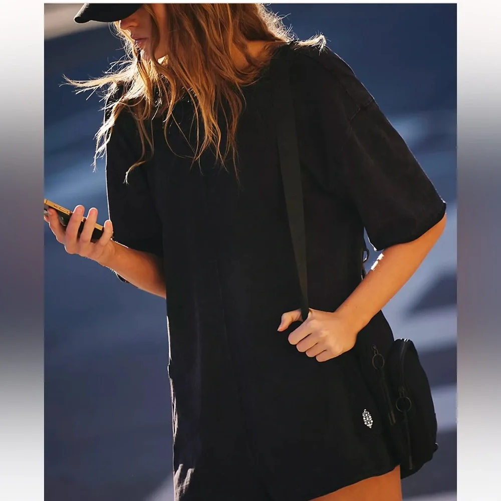 Free people movement marble color hotshot tee romper size medium - Picture 2 of 12